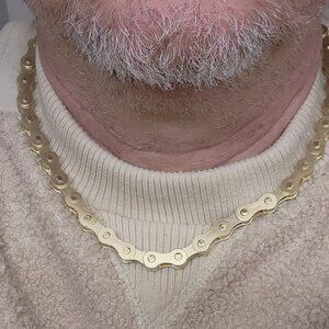 Bike Chain Necklace, Gothic Punk Bikers cosplay GOLD Cyclist Jewelry Gift